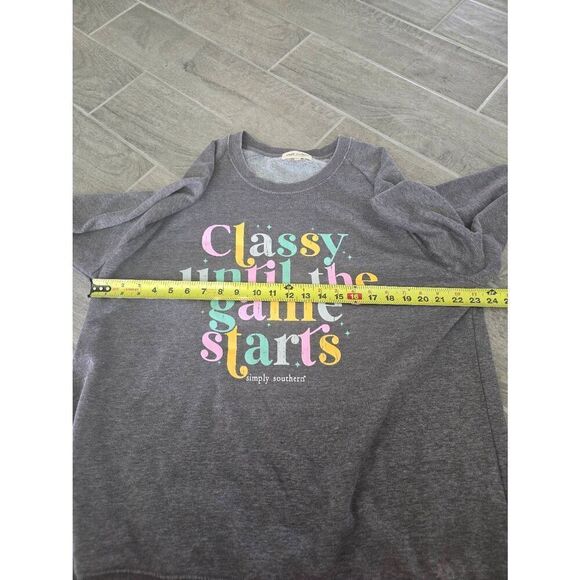 Women's Simply Southern Classy Before the Game Starts Crew Neck Pull Over Gray S - Picture 4 of 7
